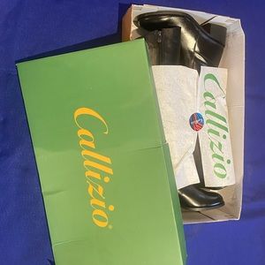 New in box, Size 39 Callizio Genuine Leather Black Knee-high Boots
